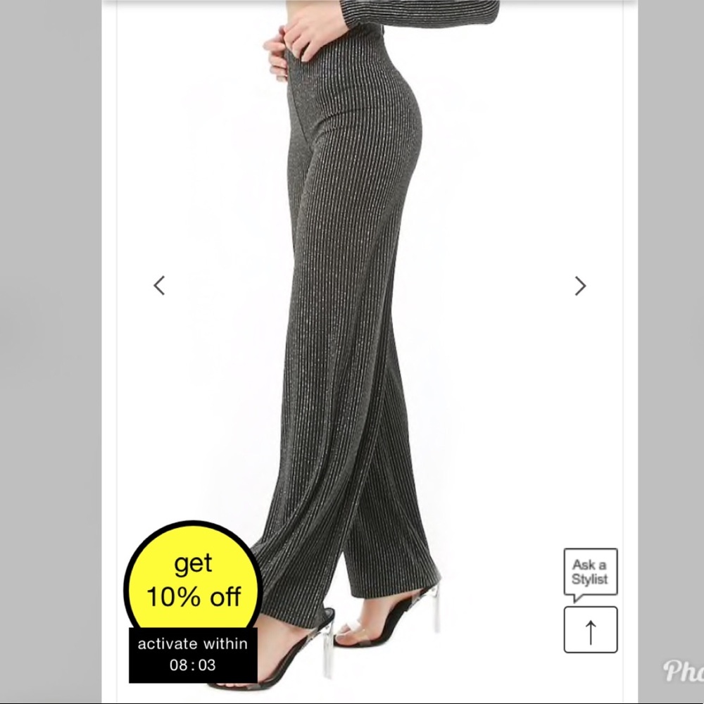 NWT Wide leg stripe metallic pants